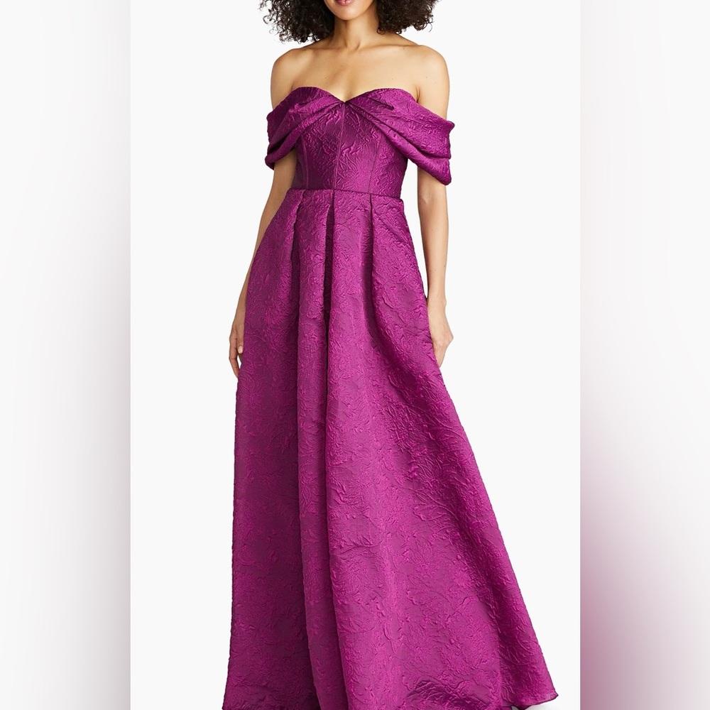 Theia Plum Strapless Evening Gown